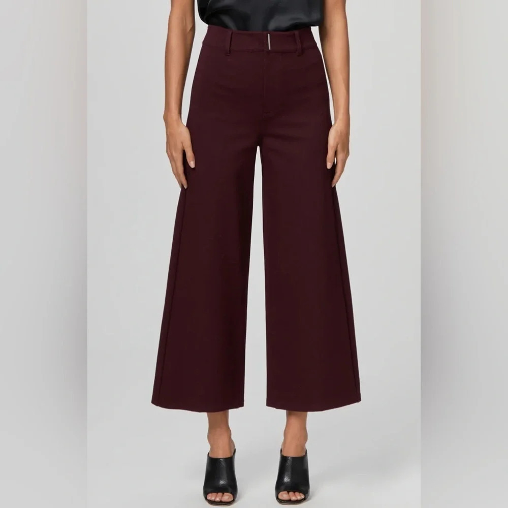 PAIGE Roderika Wide Leg Cropped Pants Aubergine Business Casual Women’s 2